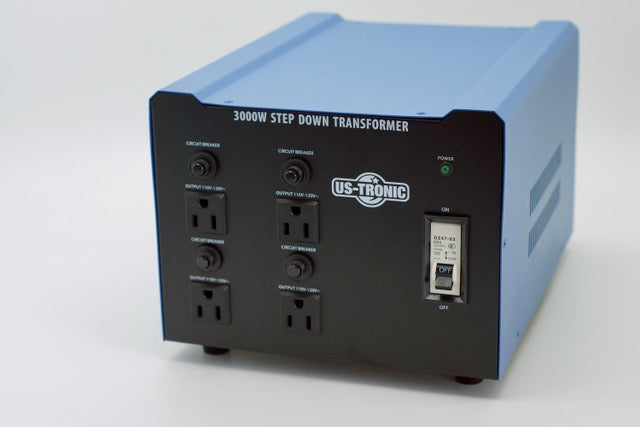 Transformateur pour utiliser des appareils américains consommant jusqu'à 3000 Watts.