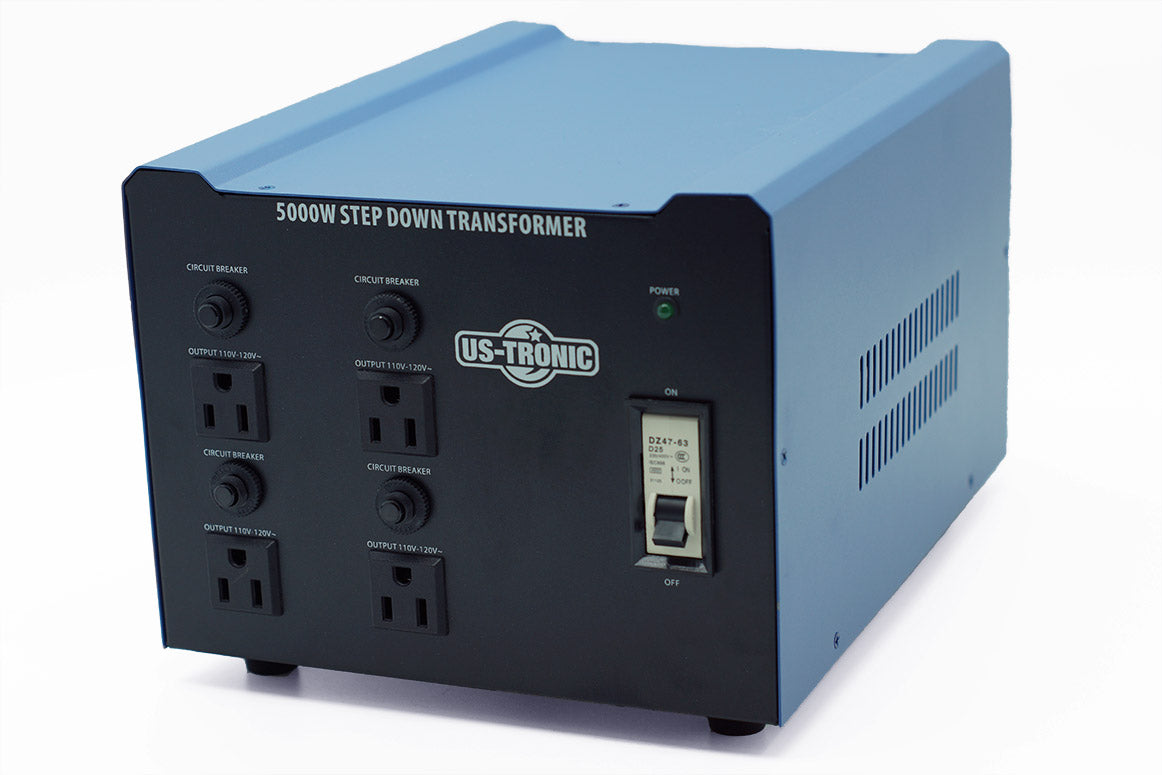 Transformateur pour utiliser des appareils américains consommant jusqu'à 5000 Watts.